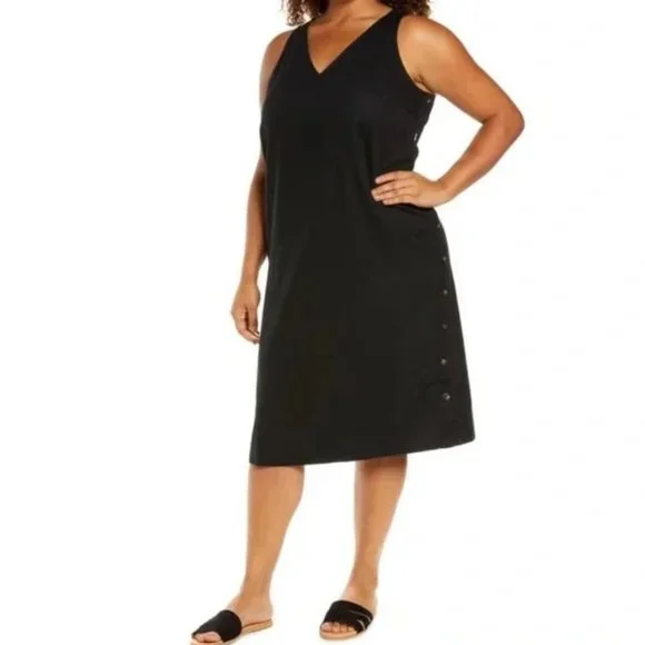 knee length dresses for ladies Madewell Blush Pink V-Neck Linen Blend Midi Dress